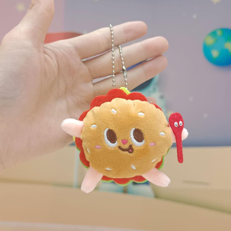 12cm Kawaii Essen Brot Hamburger Hund Pommes Plüschtier Weicher Gefüllter Plüsch Anhänger Schlüsselanhänger für Kinder Geschenke Spielzeug
