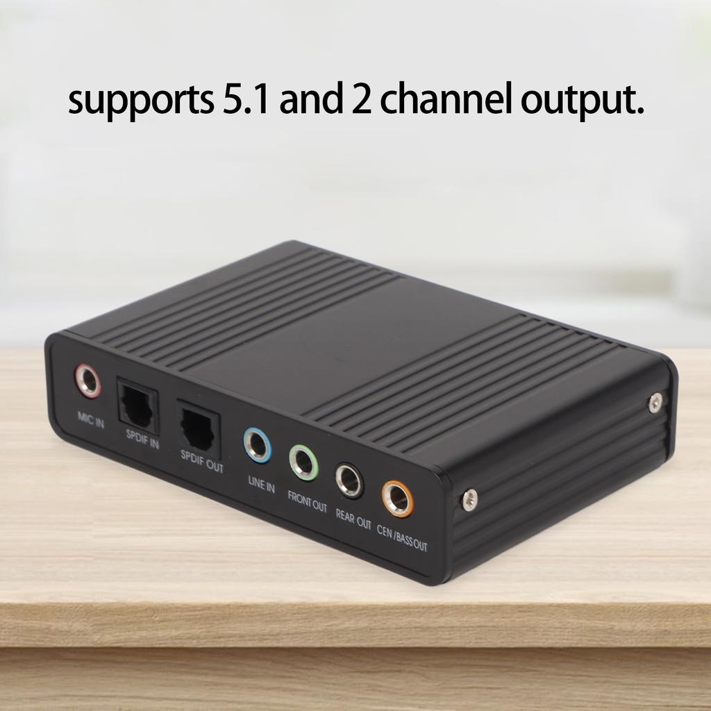 USB Sound Card 6 Channel 48kHz Sampling Rate Analog Play Recording External Sound Card for PC Laptop Computer