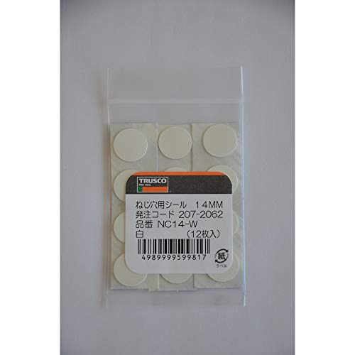 TRUSCO Screw Hole Seal 14MM White 12 Pieces NC14-W White