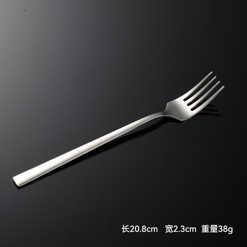 304 Stainless Steel Korean Square Handle Western Tableware Knives, Forks and Spoons Hotel Wide Barbecue Shop Spoon Matte Sand