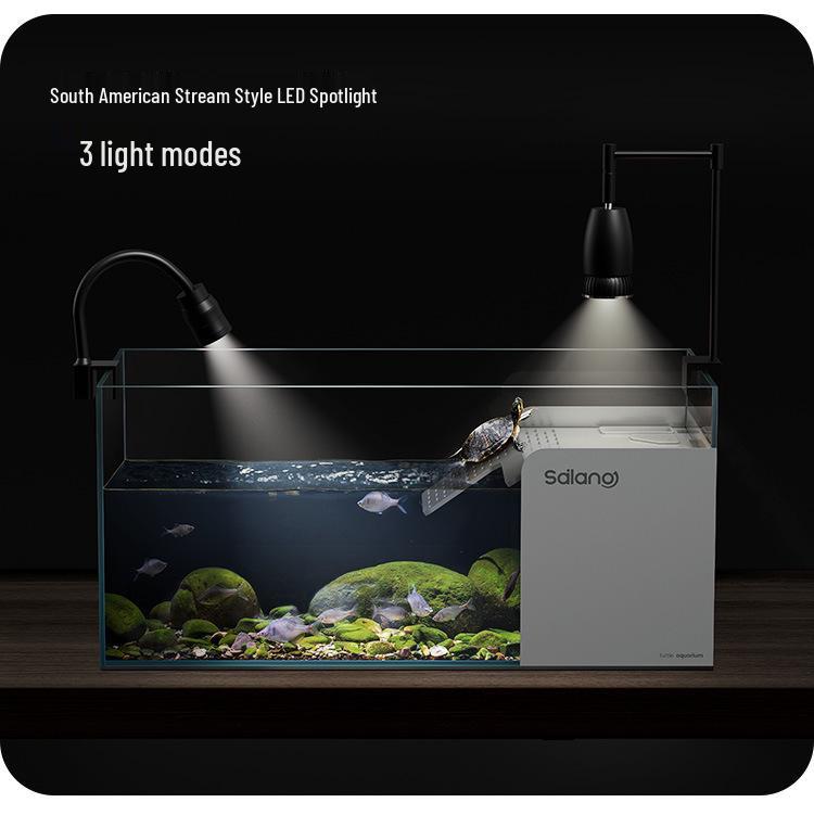 Turtle & Fish Breeding Tank Set with Basking Platform, Dry-Wet Separation, and Side Filter Eco Glass Tank