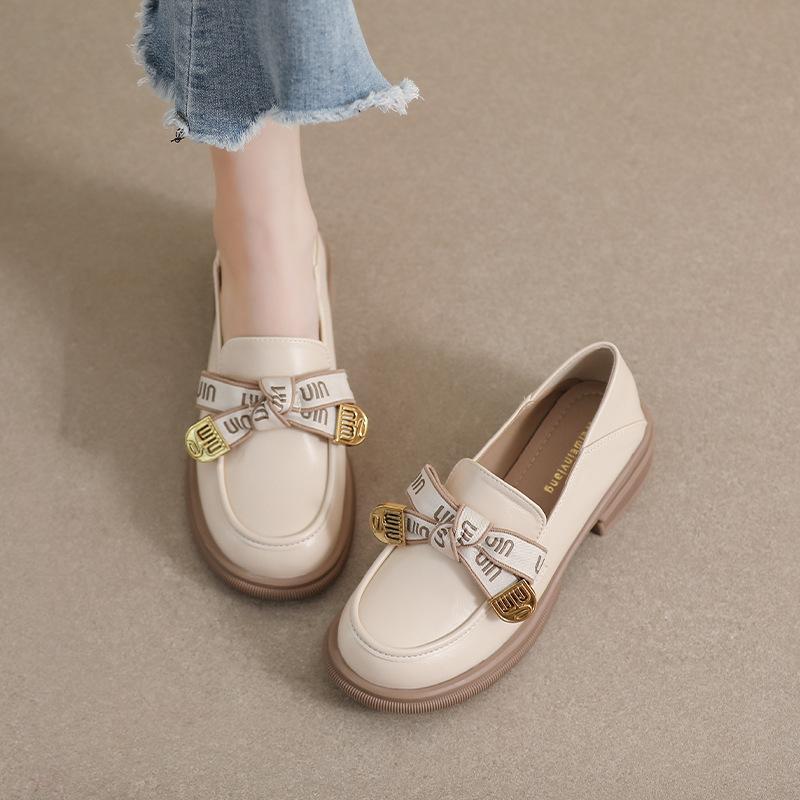 Fashion Frontier Platform Loafers Spring Versatile Bow Single Shoes One Pedal British Style Small Leather Shoes