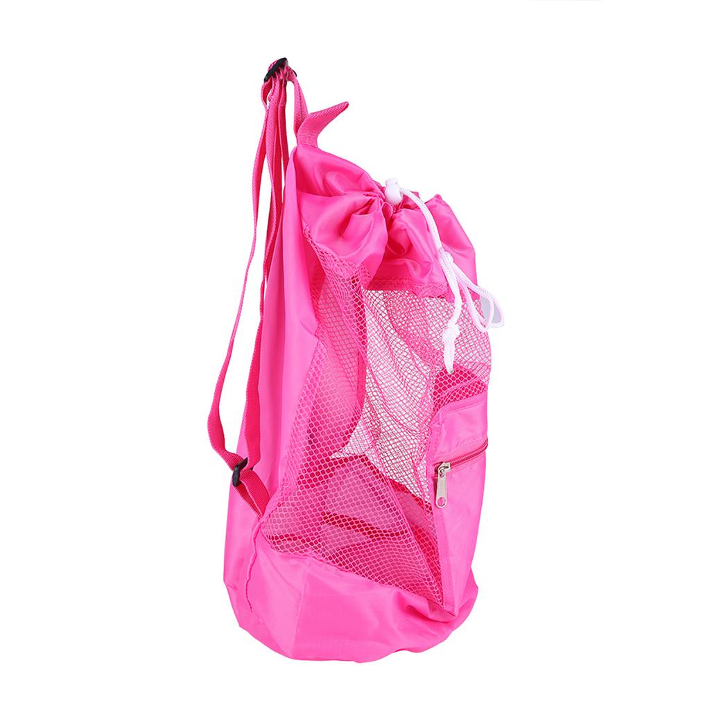 Portable Children Kids Mesh Drawstring Backpack Outdoor Beach Shell Toy Storage Bag (Pink)
