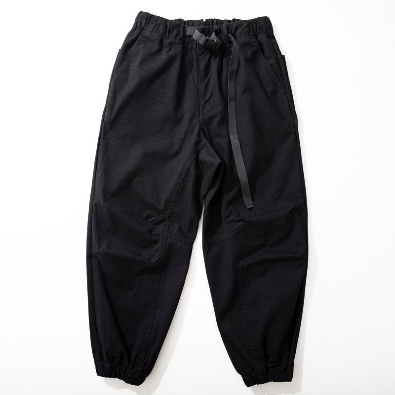 Trendy Spring and Autumn Japanese Style Washed Pure Cotton All-Matching Casual Pants Black L