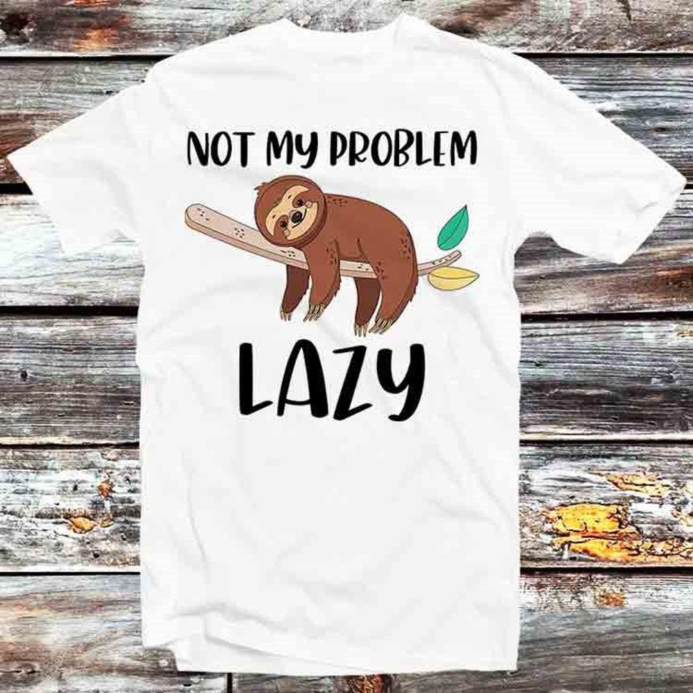 

Футболка из 100% хлопка плотностью 230 г/м2, не моя проблема, ленивый медведь-ленивец, винтажная ретро-футболка, крутой подарок для мужчин и женщин, унисекс, мультяшный аниме-топ, футболка B1079 XS белый