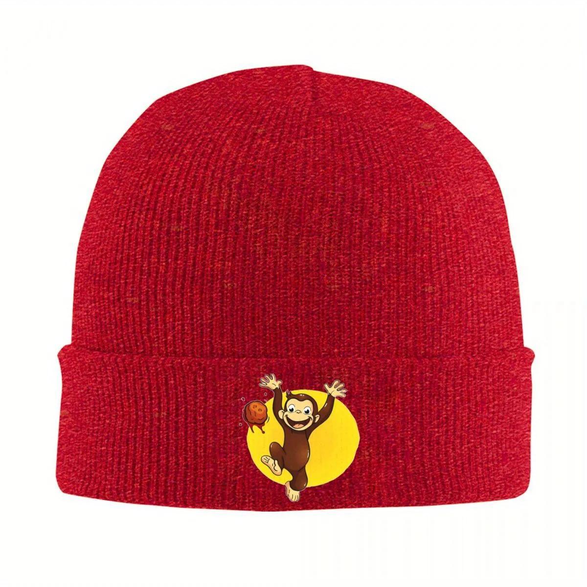 New Brown Monkey Beanie Hats Happy Hip Hop Caps Unisex Women Unisex Kpop Knitting Hat Autumn Custom Elastic Beanie Hat