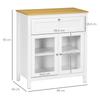 Modern Kitchen Sideboard Auxiliary Buffet Cabinet with Drawer Adjustable Shelf and 2 Glass Doors 80x40x90 cm White