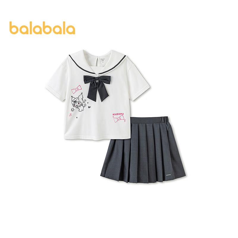 Balabala Girls  Kuromi Short Sleeve Top & Pleated Skirt Set 160