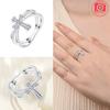 copper Star Shape Moon Ring Cross Butterfly Design White Zircon Ring Authentic copper Iris Flower Ring Valentine Gift Women Jewellery