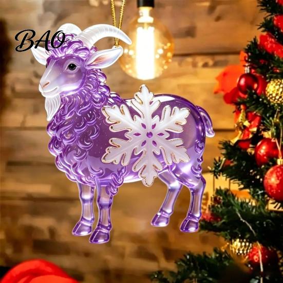 2D Acrylic Pendants Christmas Sheep Hanging Ornament with Snowflake Decor, Flat Pendant Ornaments Rope for Holiday Tree Party Supplies Festive