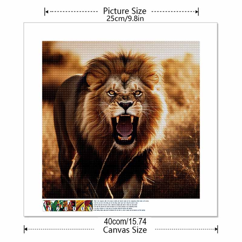 New Arrival 5D DIY Full Circle Diamond Painting "Lion" Embroidery Cross Stitch Home Decor Gift