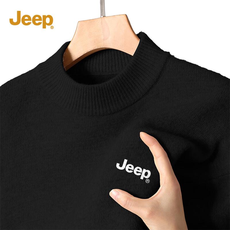 JEEP Men's Thickened Warm Half-High Collar Pullover Sweater