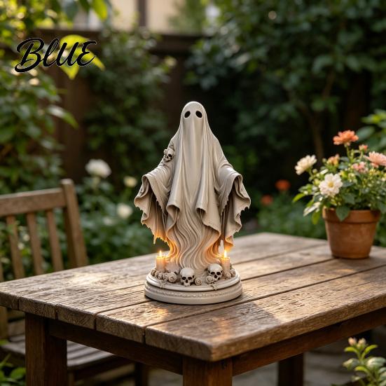Colorful Ghost Decoration Halloween Figurine Spooky Resin Skulls Statue for Hand-painted Figurine Tiered Tray Home Table Centerpiece Party Supplies