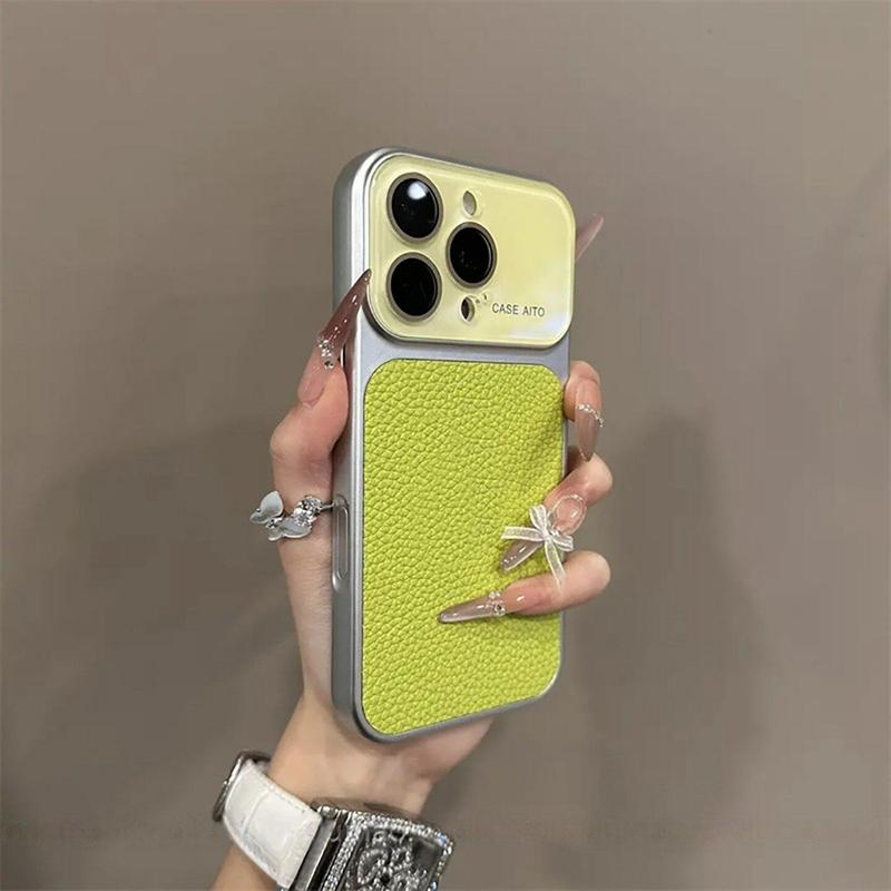 Luxury Litchi Grain Leather Matte Phone Case For iPhone 11 12 13 14 15 16 17 Pro Max Plus Air Bumper Back Cases Cover
