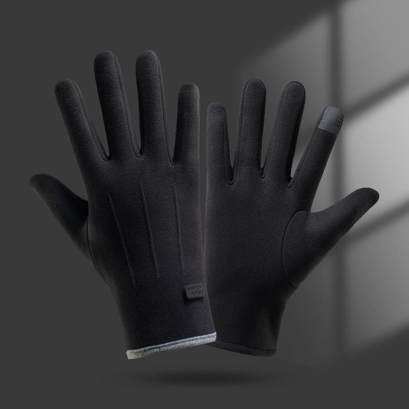 Unisex warm gloves with touch screen and velvet for outdoor riding, thickened windproof velvet for cold protection