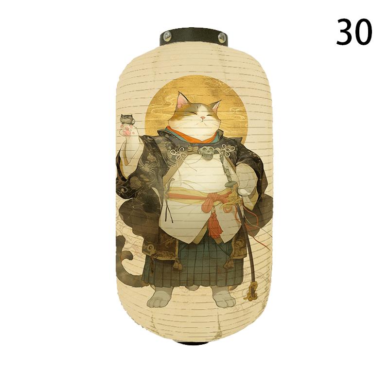 20x35cm Japanese Kimono Samurai Cat Art Pattern Lantern Restaurant Izakaya Cuisine Decor Advertising Sign Ukiyo-e Cloth Lanterns