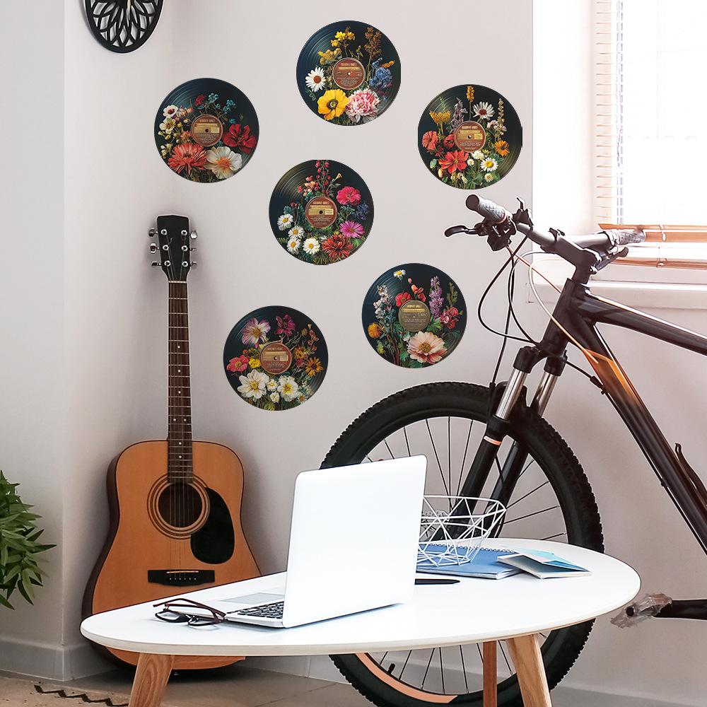 Creative Simulation Floral Art Records, Living Room, Study, Home Decoration, Wall Stickers