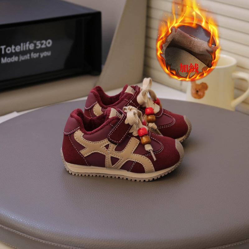 Boys Fleece Sneakers Winter New 1-3-6 Year Old Children Two Cotton Forrest Gump Shoes Kindergarten Baby Warm Shoes