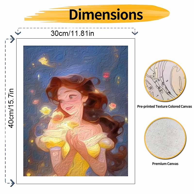 Disney Belle Rose oil paint by numbers painting kit handmade diy home decor gifts wall art decoration bedroom living room aesthetic