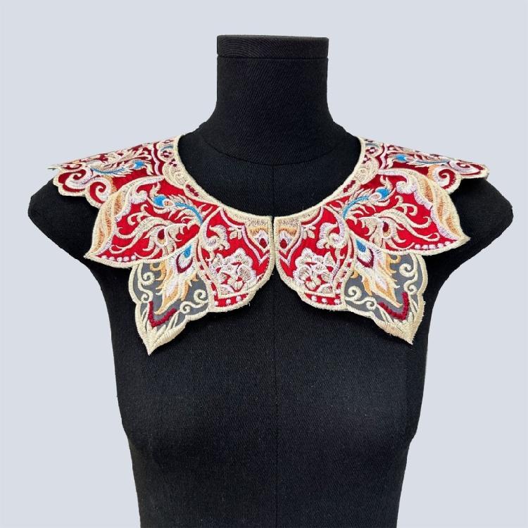Embroidery Fringed Collar Elegant Detachable Collar Shawl Vintage Horseface Skirt Collar Costume Dressingup Accessories