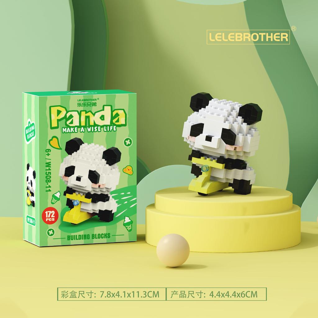 New cartoon building blocks cute pandas flowers, menglan dolls puzzle building blocks Table ornaments boys girls birthday gifts