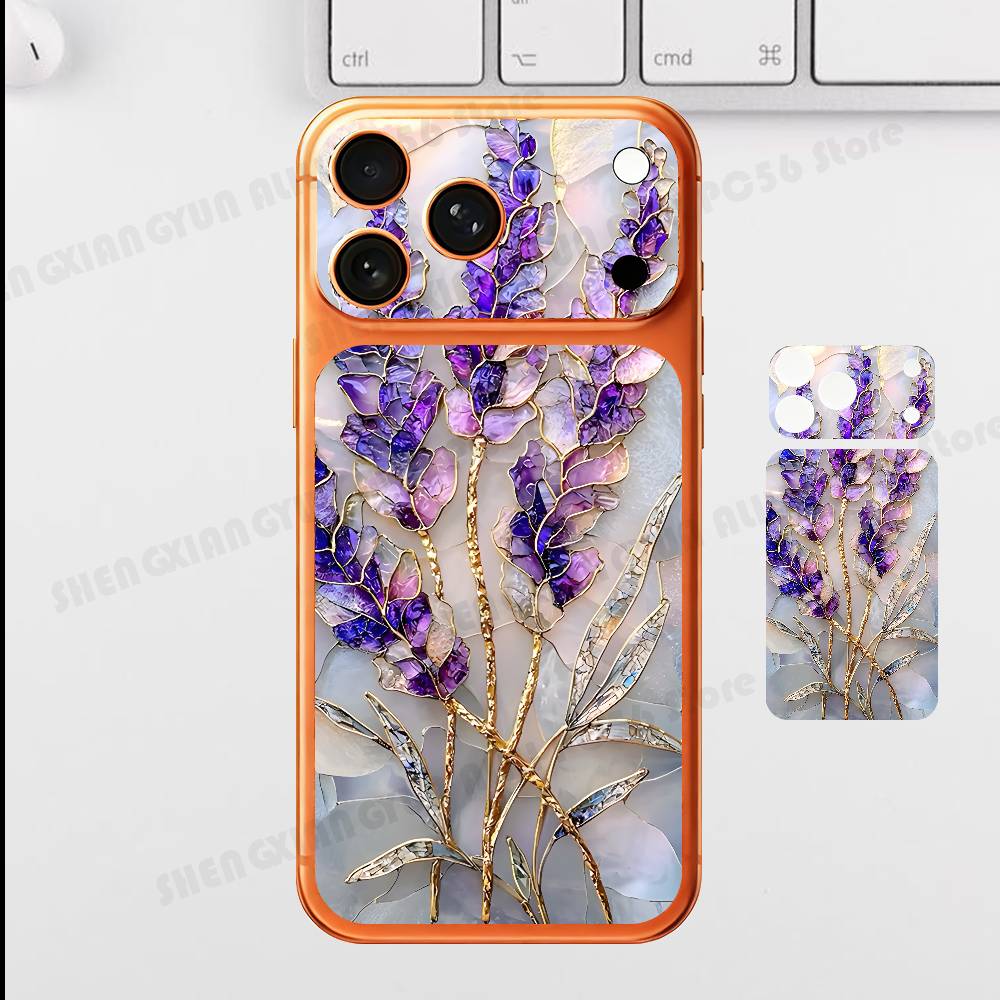 

Glass Flower Plain Decal Skin For IPhone17 Pro ProMax Back Film Cover Wrap Anti-scratch Durable Sticker iPhone17promax