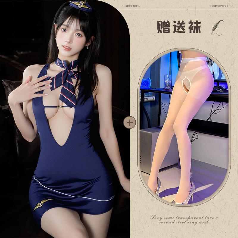 Sex underwear private flight attendant service hip skirt perspective naked buttocks free of sexy pure desire