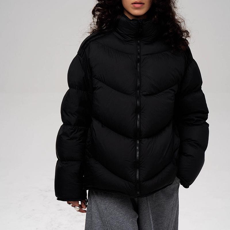 High-end white duck down puff down jacket women's stand-up collar winter fashion high fluffy bread jacket