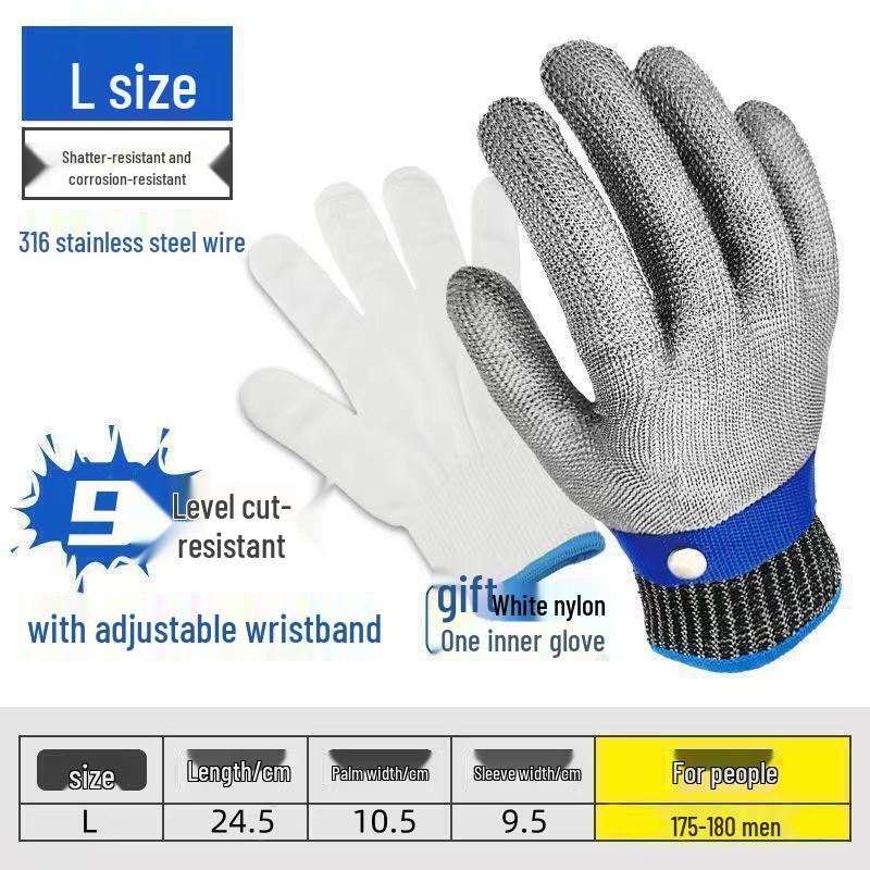 316 Stainless Steel A9 Cut-Resistant Slaughter & Fish Handling Safety Gloves