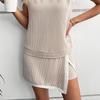 Women's Fashionable Casual Fitness Color,Block Split,Front ,Exposure Tank Top Set