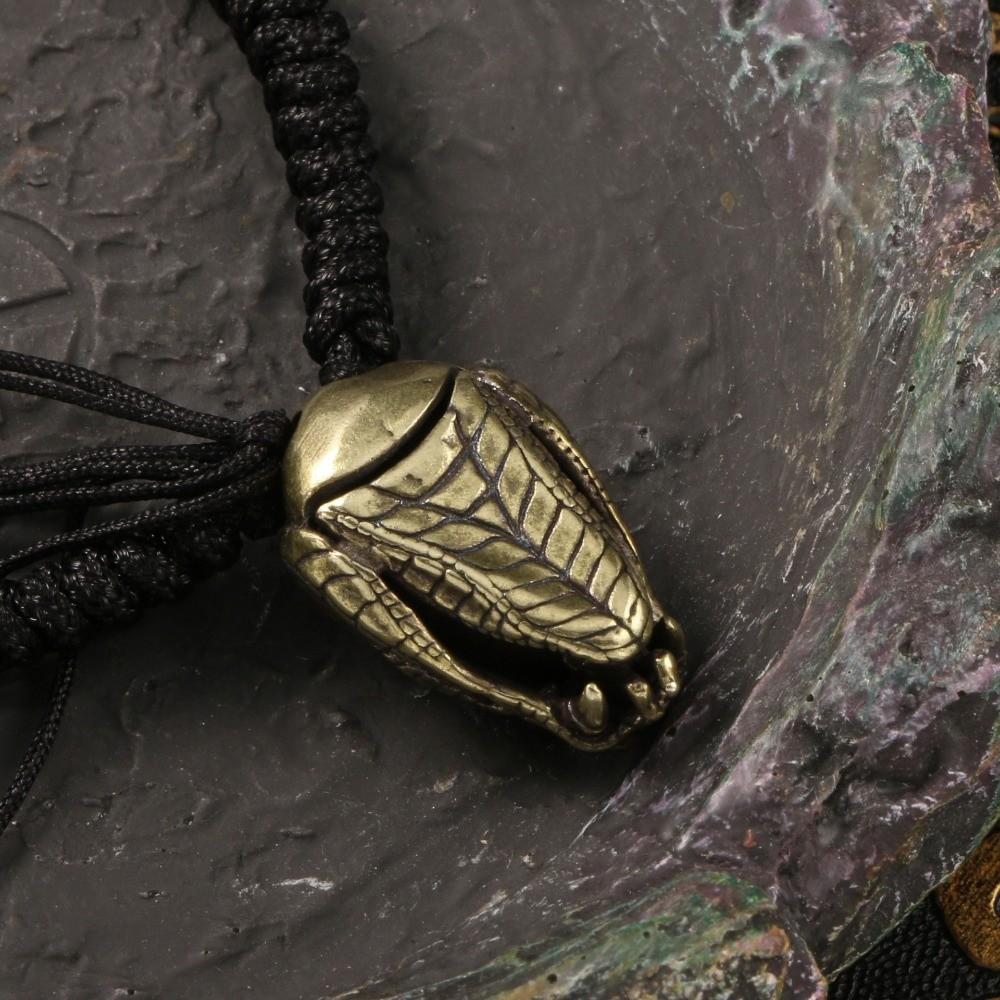 Antique Style Snake Head Pendant Vintage Paracord Lanyard Bead  Keychain Accessories
