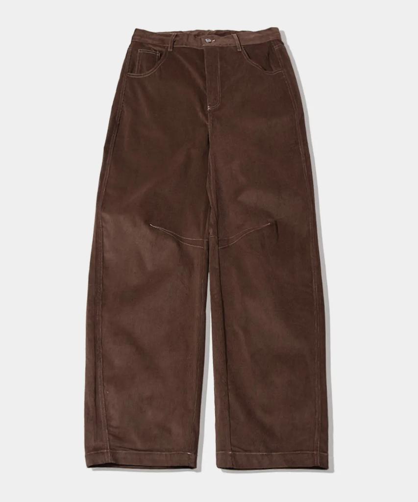 SOME PLACE Balloon Wide Corduroy Stitch Point Cotton Pants [Brown]