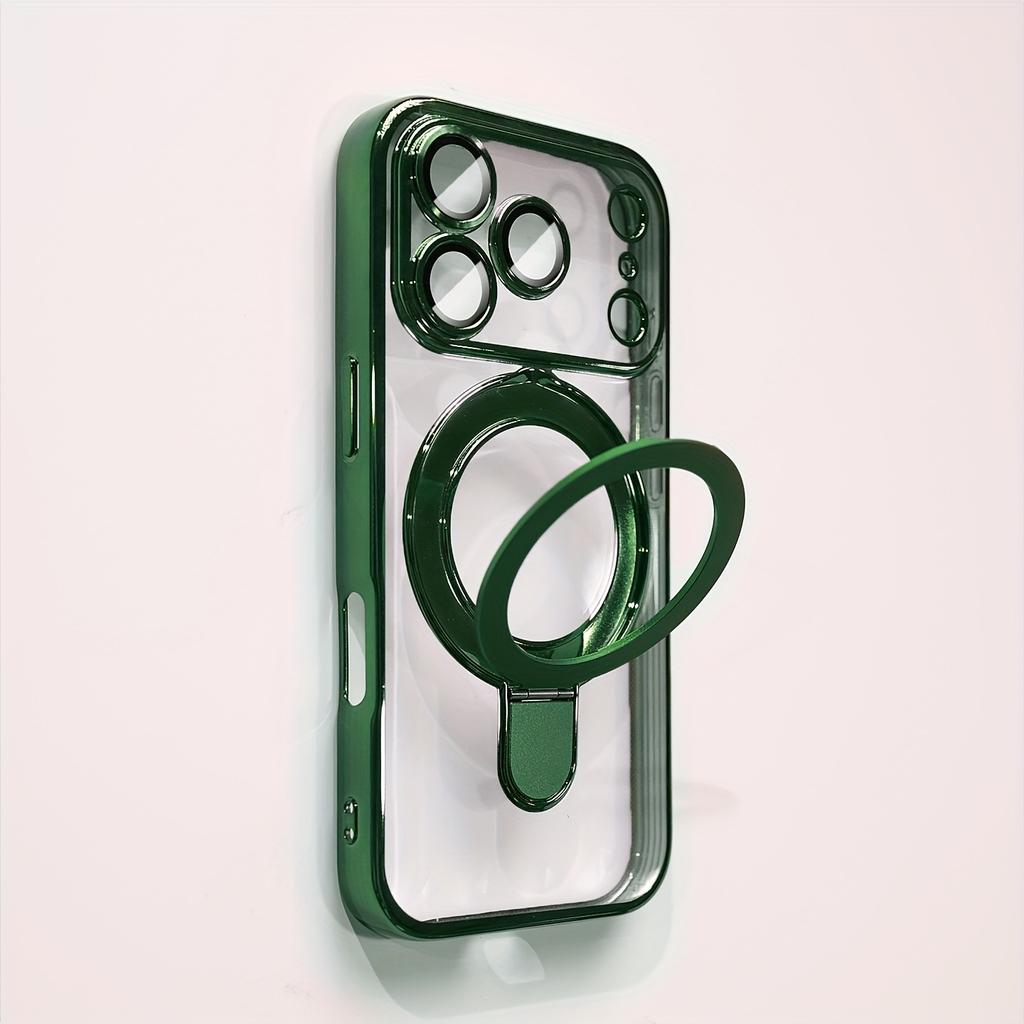 Transparent Plating Wireless Charging Magnetic Case for IPhone 17 16 15 14 13 Pro Max with Lens Protection Bracket Back Cover