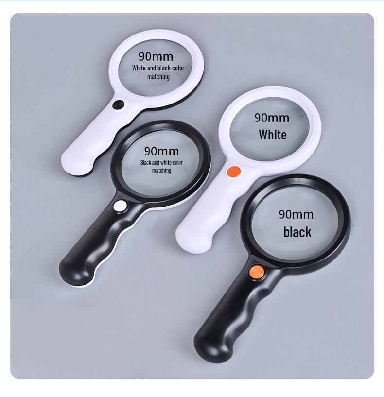 XT‑6904 HD Handheld Magnifying Glass with 30 LED Beads & Adjustable Three-Color Light