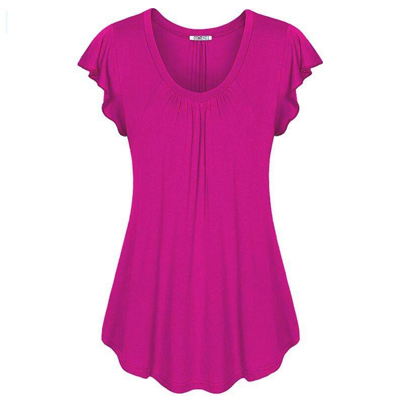 Plus Size Women's Summer Short Sleeve Blouse T Shirt Tops Casual Loose Tunic Tee For Effortless Style And Comfort
