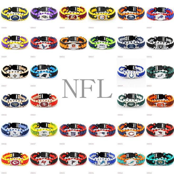 Handgeflochtenes NFL Paracord-Armband für Herren - 32 Teamoptionen für europäische & amerikanische Sportler