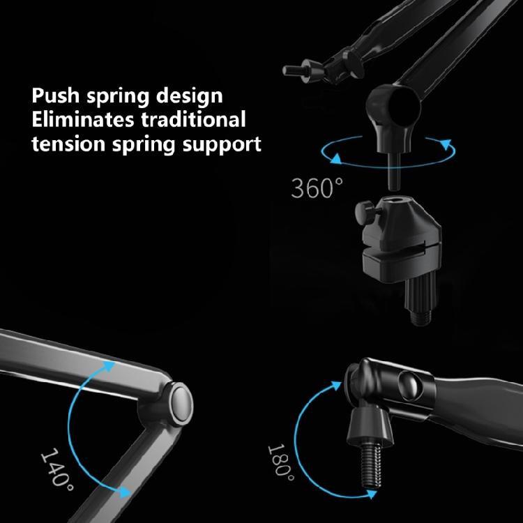 Rotatable Microphone Holder Adjustable Height Boom Arm Mic Desk Table Stand Foldable Scissor Mount Rack