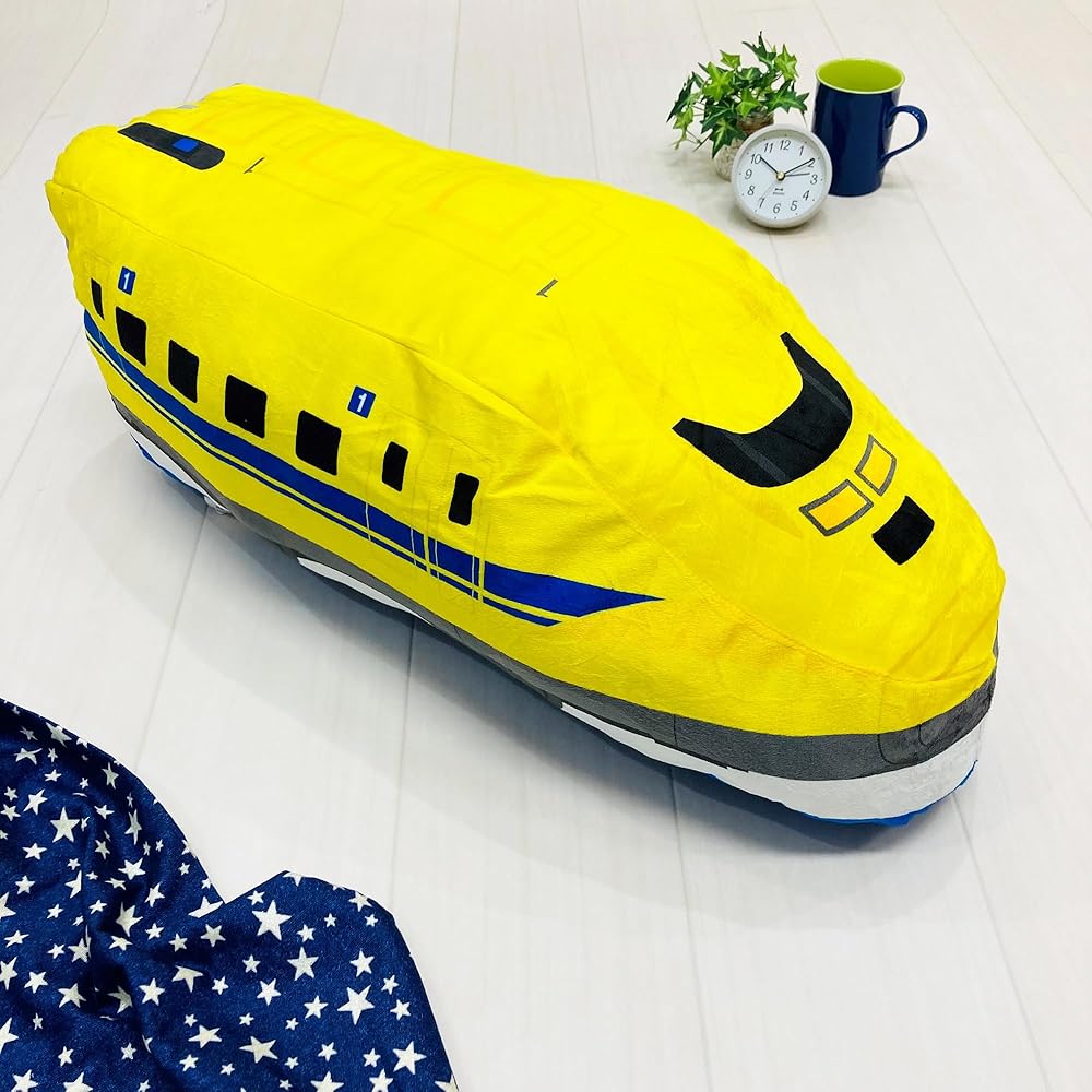 MORIPiLO Doctor Yellow Shinkansen Plush Pillow Microfiber Cushion 60x23x23cm Character Sleeping Pillow