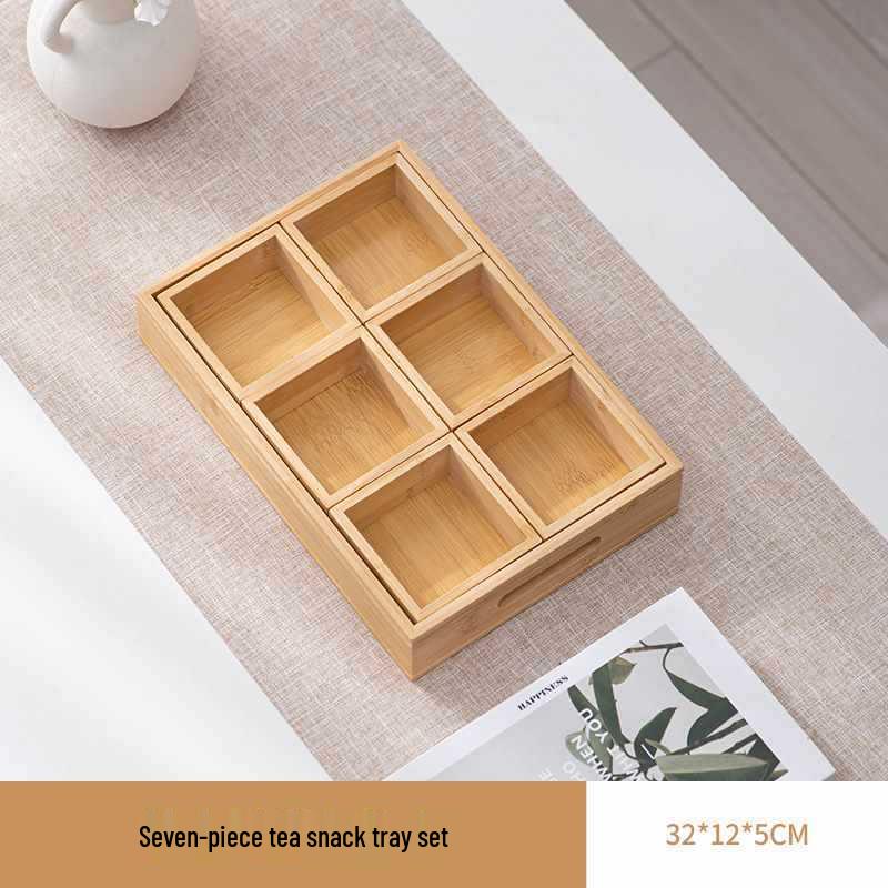 Wooden Multi-Compartment Tea Tray & Snack Plate
