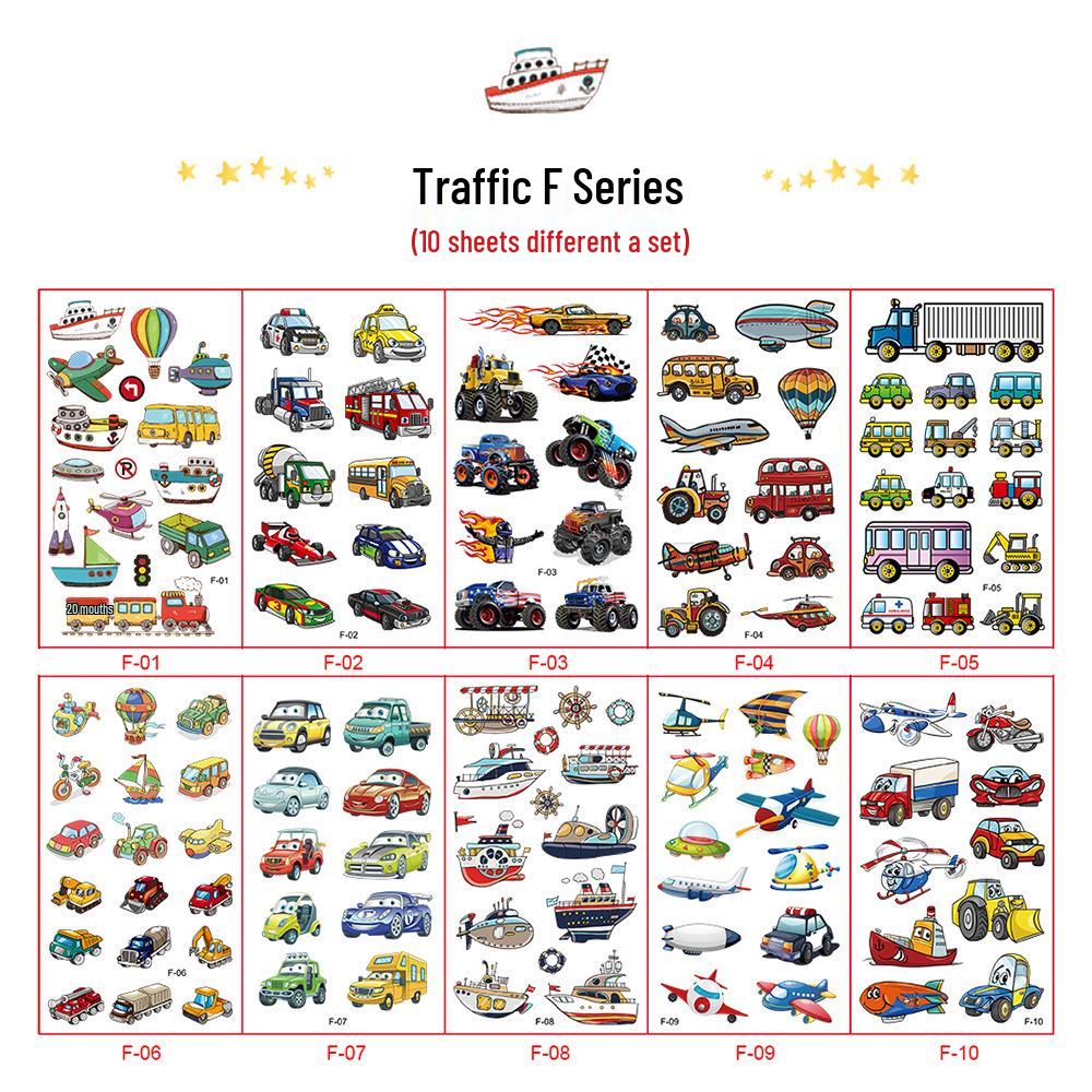 

Children s Transportation Cartoon Car & Airplane Temporary Tattoo Stickers - Cute Toy Gifts 12x6.8 cm (Set of 10)