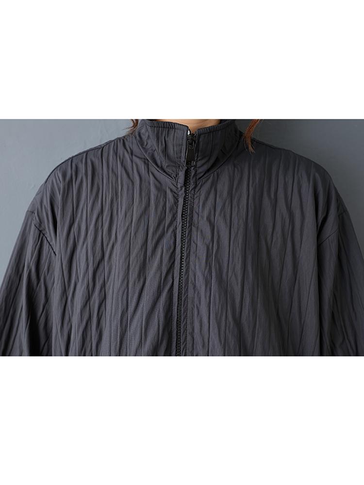 XITAO Pleated Loose Zipper Stand Collar Irregular Coat Skirt Two Pieces Sets GJ1246