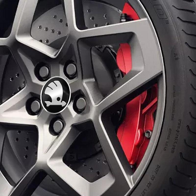 4pcs 56mm 60mm Car Wheel Sticker Center Hub Center Cap Rim Hub Dustproof Cover Emblemem for Skoda Fabia Kodiaq Kamiq Superb Yeti Octavia Enyaq Rapid