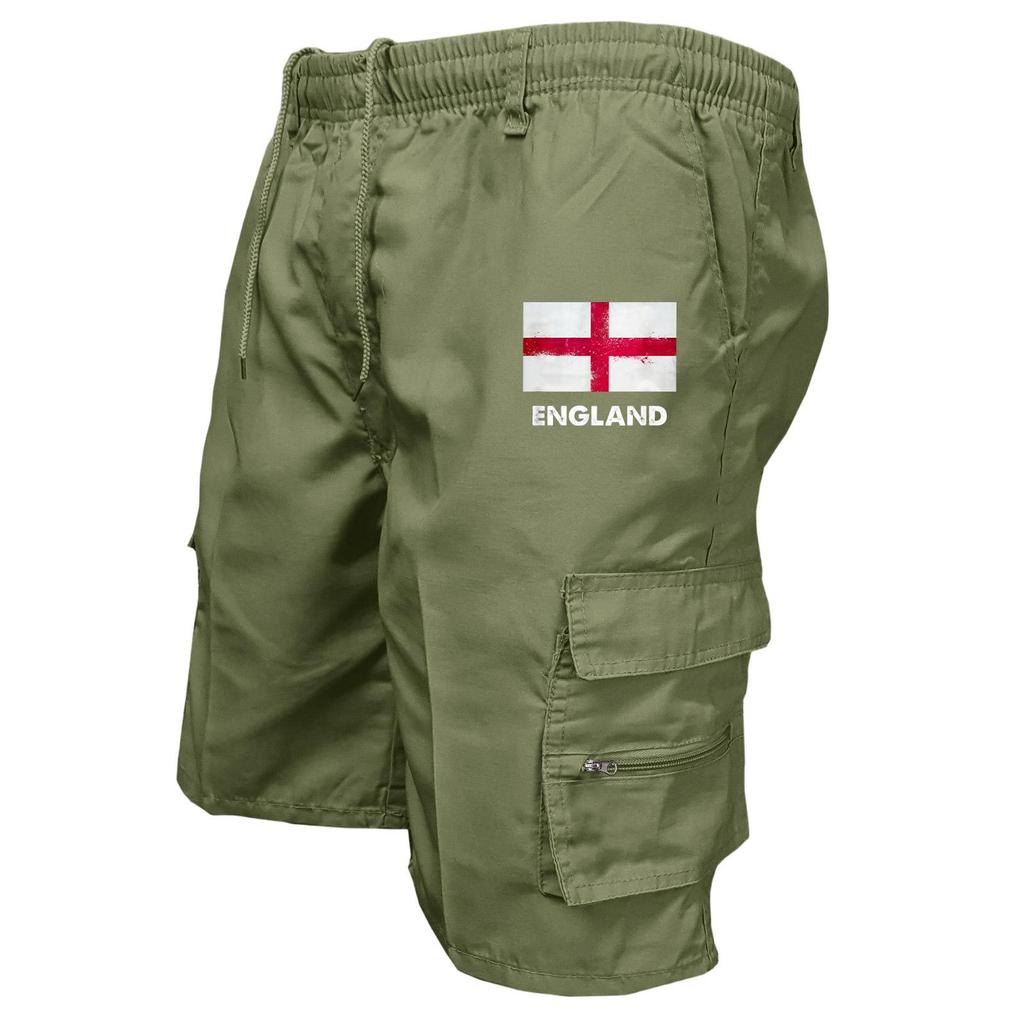 Men's Casual Flag Print Mid-Length Shorts Lightweight Breathable for Summer Sports and Daily Wear
