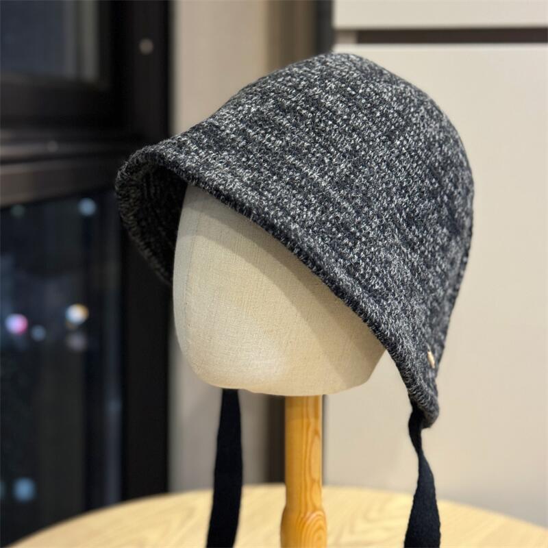 Small Face Wool Blended Fisherman's Hat Children's Autumn and Winter Warm Knitted Basin Hat High-grade Wool Thread Cold Hat