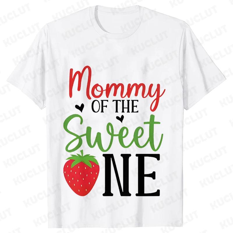 Sweet One Strawberry Birthday Party T-shirt Casual Top T Shirt Family Matching Girls 1st Birthday Graphic Adult Kids Tee T-Shirt