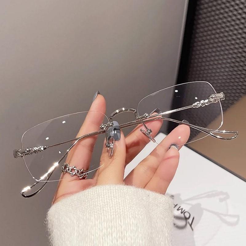 

Frameless Fashion Glasses Elegant Retro Versatile Men and Women Fashion Street Photography Decoration Daily Wear серебряный