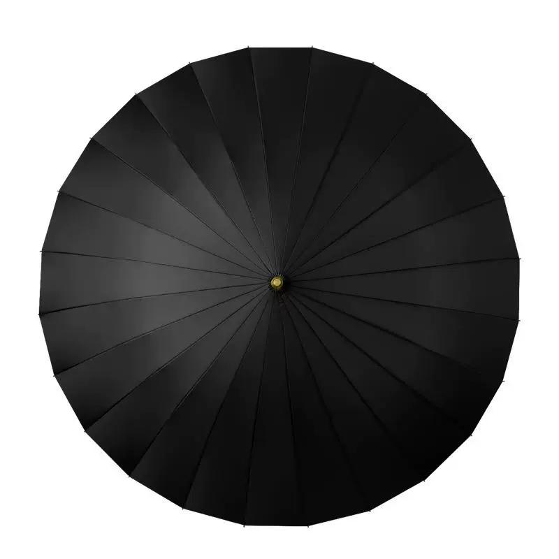 24-Rib Long-Handle Umbrella, Large Size, Wind-Resistant Straight Umbrella for Two People, Men's Business Promotional Gift Umbrella