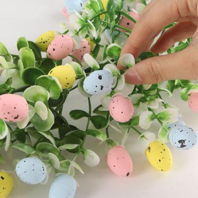 Artificial Plant Easter Egg Wreath Green Vine Colorful Design Wall Hanging Egg Decoration Eucalyptus Leaves Long Green Plant