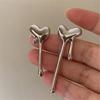 Geometric Silver Trendy Heart And Waterdrop Earrings Stylish Alloy Ear Studs