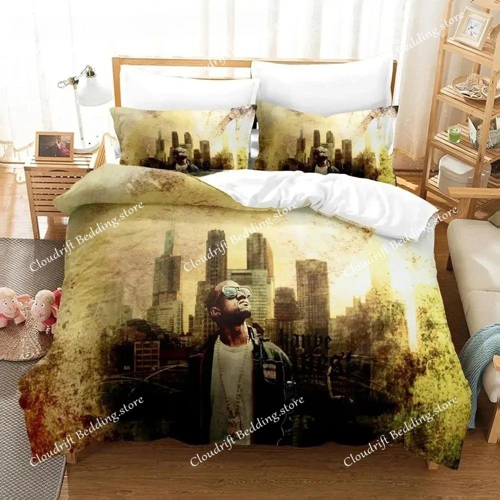 Kanye West Bettwäsche-Set Einzelbett, Twin, Full, Queen, Kingsize-Bett-Set, Erwachsenen-Jungen-Schlafzimmer-Bettbezug-Sets, 3D-Druck, Anime